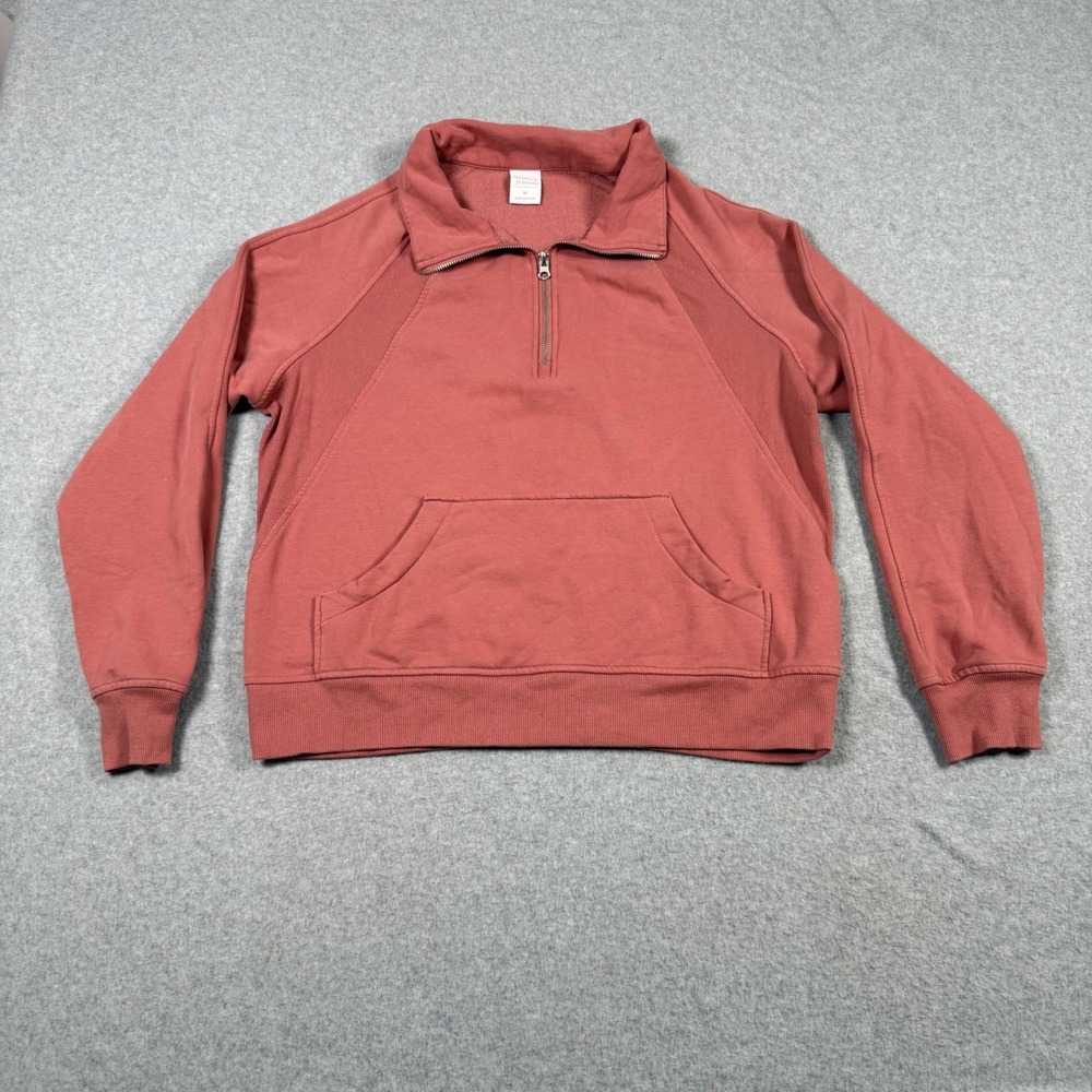 Berkley Jensen Womens Quarter Zip Fleece Pullover Sweatshirt Rose Clay Size M